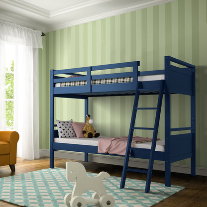 Goflame Twin Over Twin Bunk Bed, Solid Wood Twin Bunk Bed Convertible Into Two Individual Beds