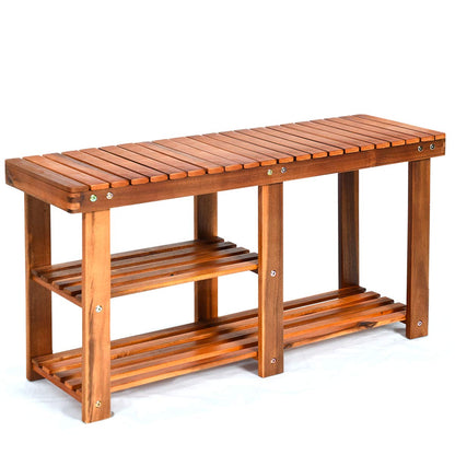 Goflame 2-Tier Shoe Bench Entryway Shoe Rack with Seat