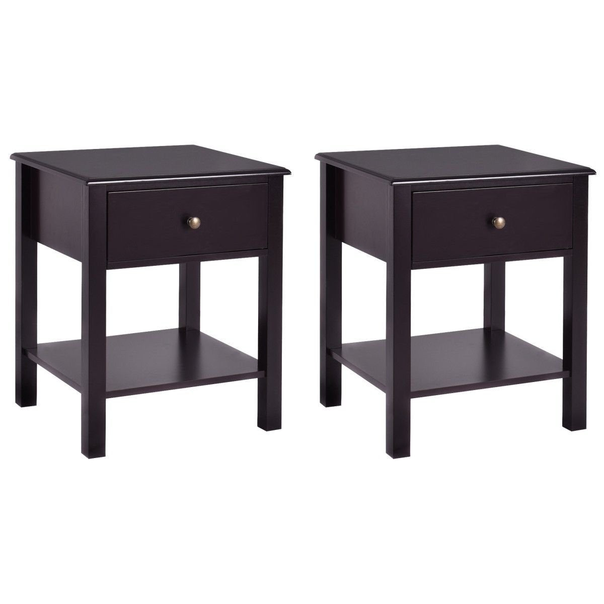 Goflame Nightstand W/Drawer and Shelf, Stable Frame Storage Cabinet