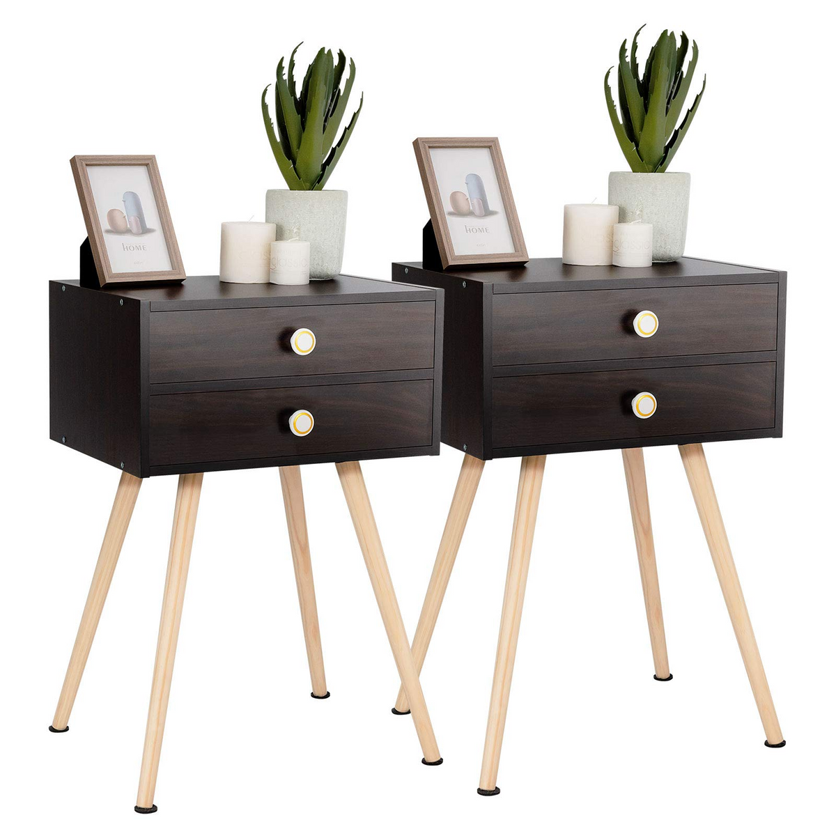 Goflame Nightstand W/2 Drawers for Bedroom