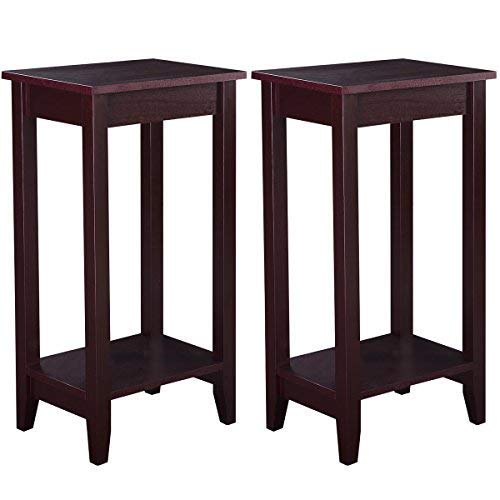 Goflame Narrow Telephone Table with Shelf and Legs for Small Spaces, Espresso