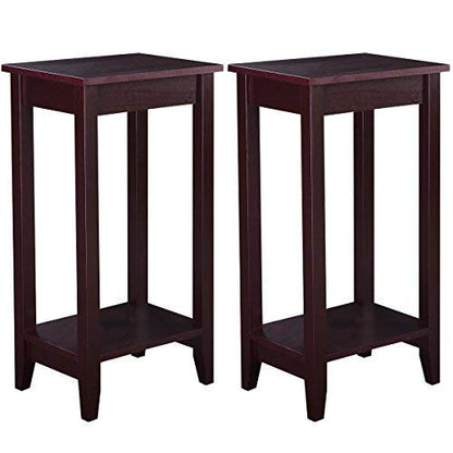 Goflame Narrow Telephone Table with Shelf and Legs for Small Spaces, Espresso