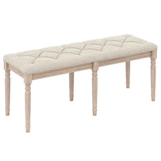 47.5” Upholstered Bedroom Bench, French Tufted End of Bed Bench with Antiqued Legs