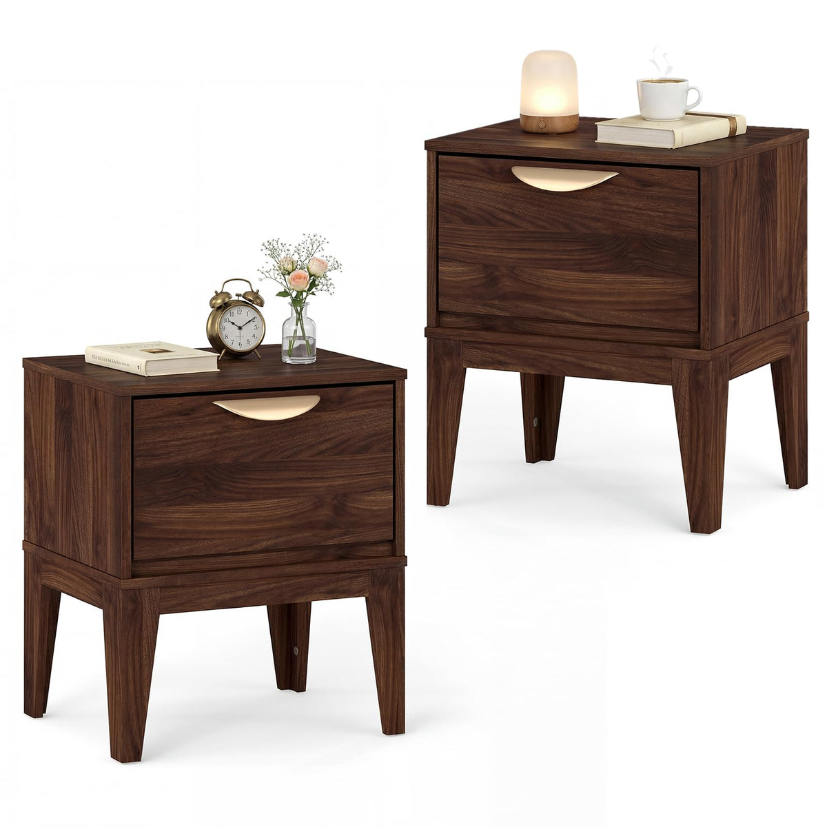 Goflame Mid Century Modern Night Stand with Storage for Small Spaces Bedroom