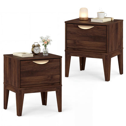 Goflame Mid Century Modern Night Stand with Storage for Small Spaces Bedroom