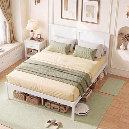 Goflame Wood Queen/Full/Twin Size Bed Frame with Wooden Slat Support