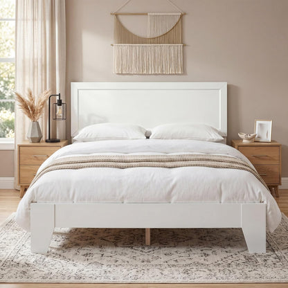 Goflame Twin/Full/Queen Size Wooden Bed Frame with Wood Slat Support