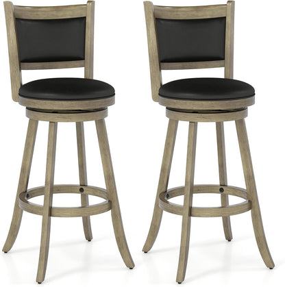 Goflame Accent Wooden Swivel Back Counter Height Bar Stool, Fabric Upholstered Design