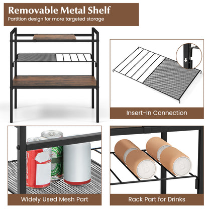 Industrial Console Table, Sofa Side Table with Removable Panel & Mesh Shelf