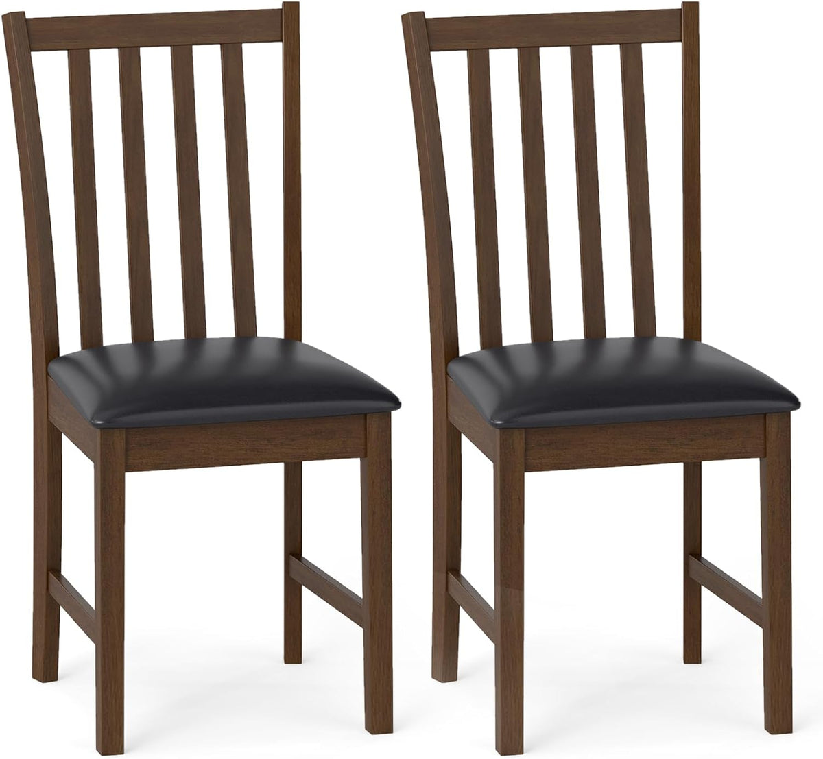Goflame Wooden Dining Chairs Set of 2/4 Faux Leather Upholstered Kitchen Chair w/Rubber Wood Legs