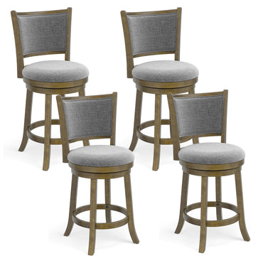 Goflame 25" Counter Height Bar Stools Set of 2/4 with Rubber Wood Frame & Upholstered Seat