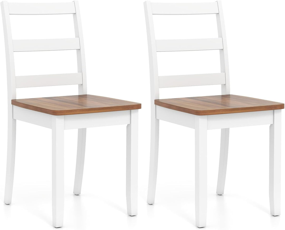 Goflame Wood Dining Chairs Set of 2/4 - Wooden Armless Kitchen Chairs with Solid Rubber Wood Legs