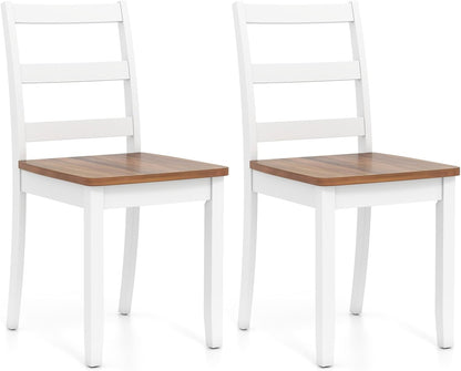 Goflame Wood Dining Chairs Set of 2/4 - Wooden Armless Kitchen Chairs with Solid Rubber Wood Legs