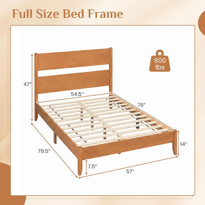 Goflame Queen/Full/Twin Size Wooden Bed Frame with Slatted Headboard