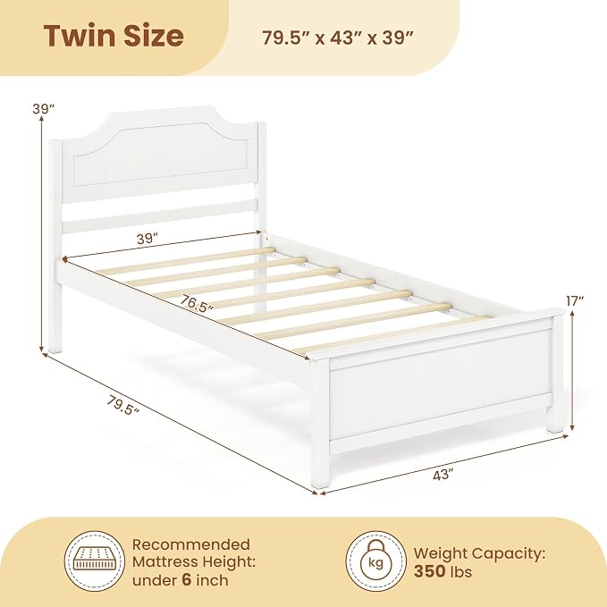 Goflame Queen/Twin/King/Full Size Wooden Bed Frame with Headboard