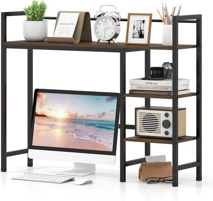 Goflame 4-Tier Desktop Bookshelf | 38.5" Dorm Desk Hutch for 27" Monitor