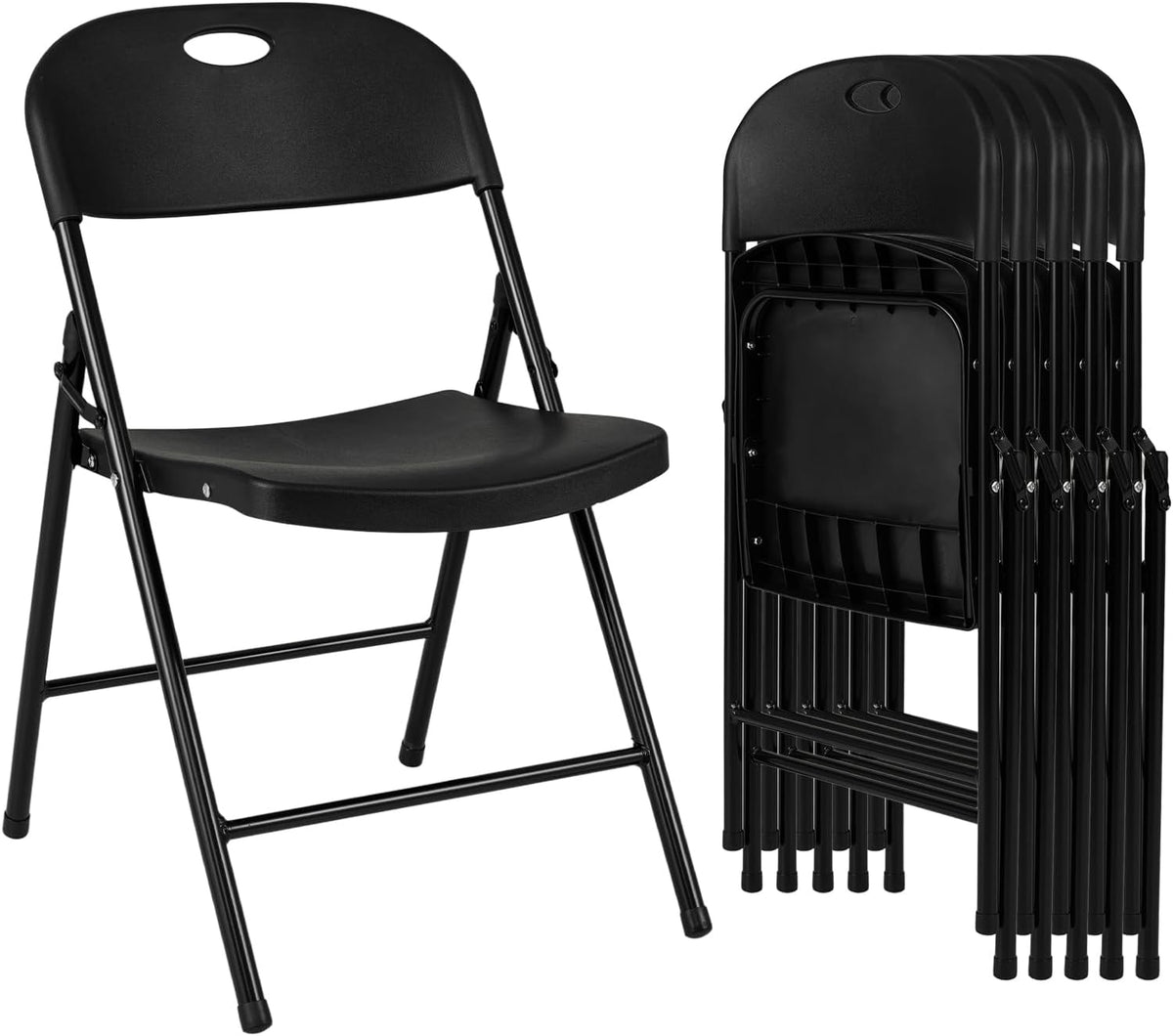 Goflame Plastic Folding Chair | Portable Stackable Commercial Seats with Ergonomic Backrest