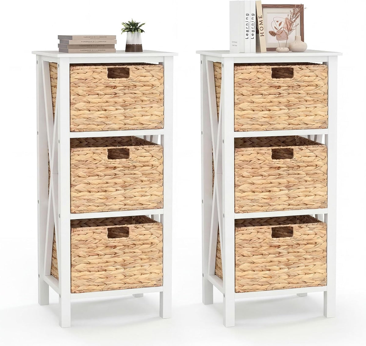 Goflame Wooden X-Design Side Table End Table
