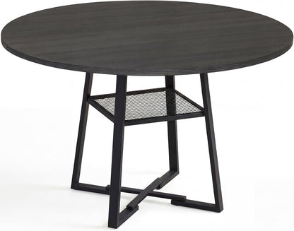 Goflame Round Dining Table for 4-6 | 47.5" Circle Kitchen Table with Storage Shelf