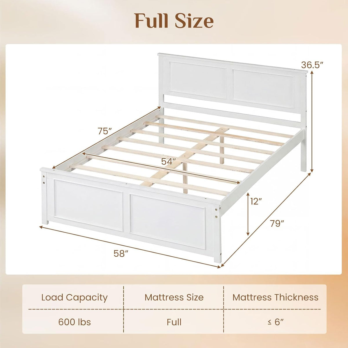 Goflame Wood Queen/Full/Twin Size Farmhouse Solid Platform Bed