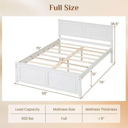 Goflame Wood Queen/Full/Twin Size Farmhouse Solid Platform Bed