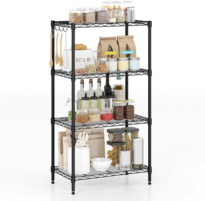 Goflame Storage Shelves Adjustable Wire Shelf Rack w/4 Removable Hooks