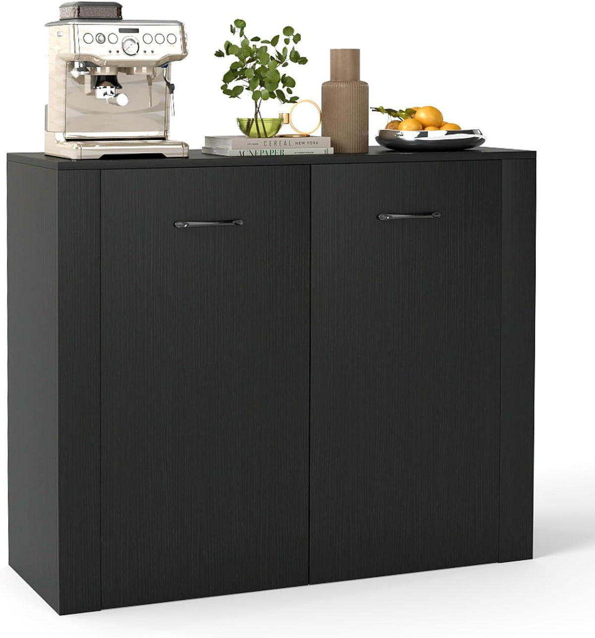 Goflame 38" Modern Storage Cabinet with 2 Doors and 4 Cubic Shelves