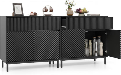 Goflame 32" Wide Coffee Bar Console Table with 2 Doors and 1 Drawer (1/2)