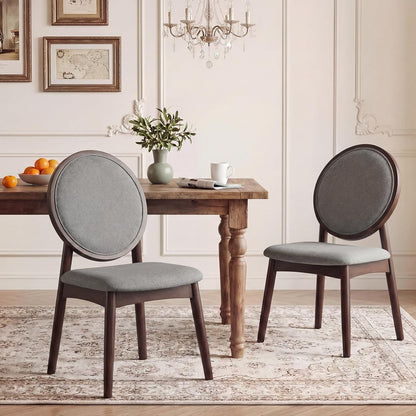 Goflame Set of 2/4 Upholstered Linen Fabric Kitchen Side Chairs with Padded Seat
