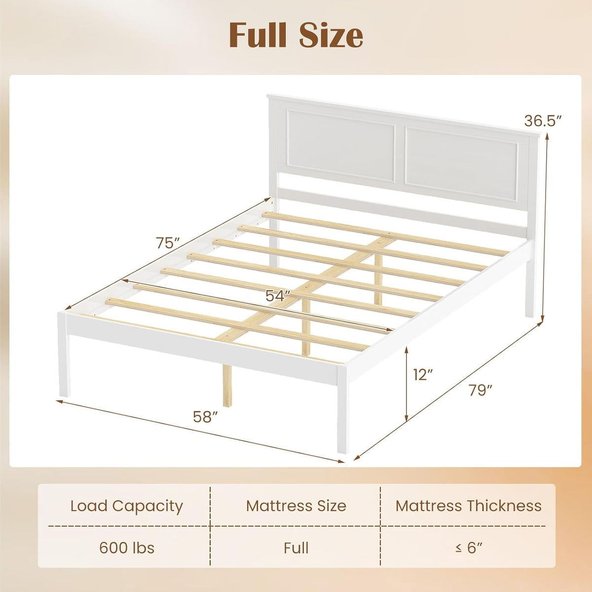 Goflame Wood Queen/Full/Twin Size Bed Frame with Wooden Slat Support