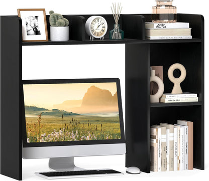 Goflame Desktop Bookshelf, Wood Desk Hutch Organizer for 27 Inch Computer Monitor