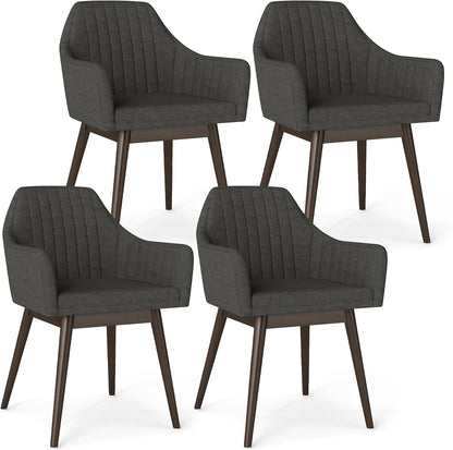Goflame Upholstered Dining Chairs Set of 2/4 Mid Century Kitchen Chairs with Wrap-Around Backrest