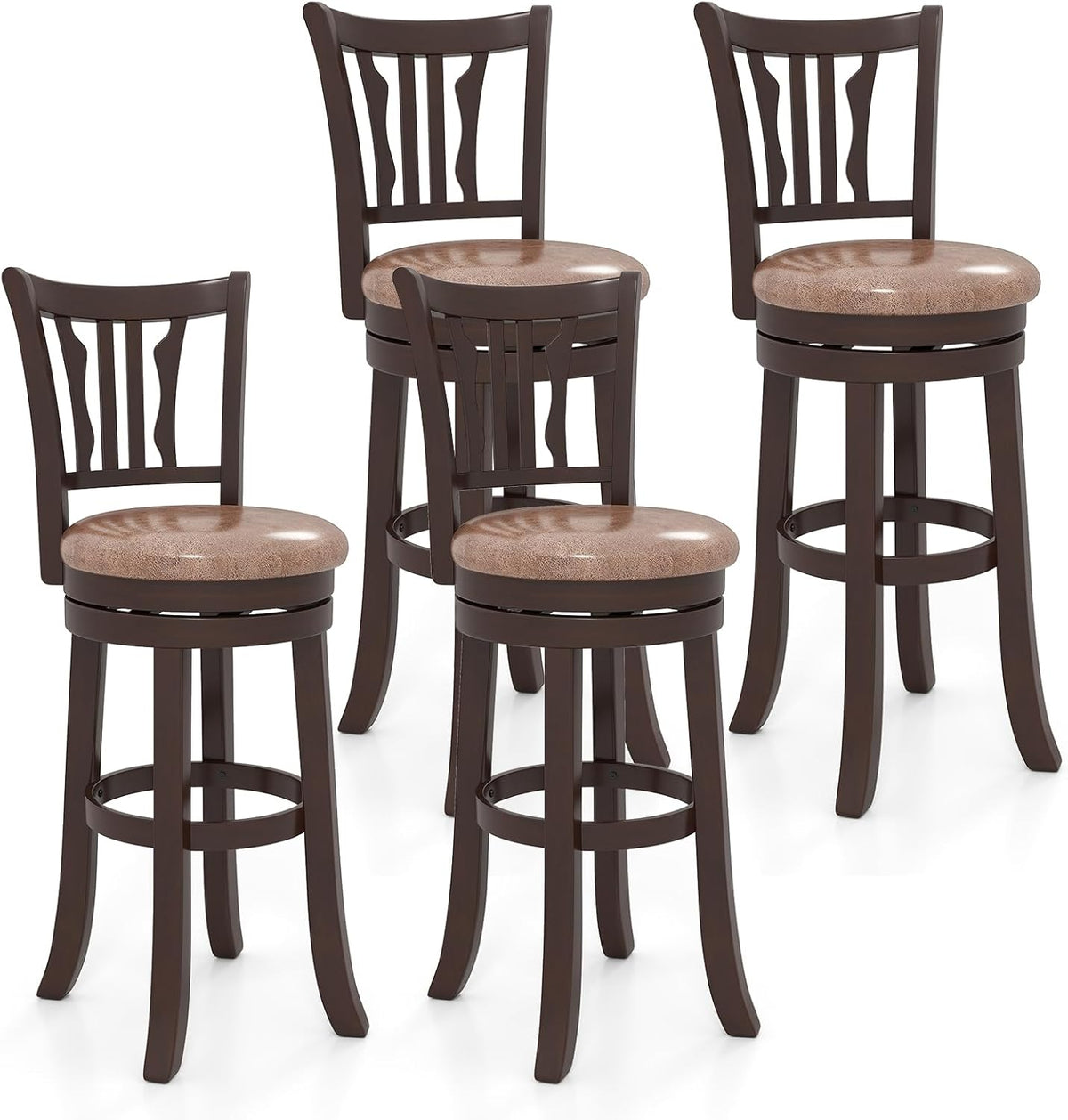 Goflame 30" Upholstered Bar Height Swivel Bar Stools Set of 2/4 with Back and Solid Rubber Frame