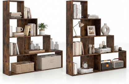 Goflame 6 Cube Geometric 4-Tier L-Shaped Bookcase with Cubes (1/2)