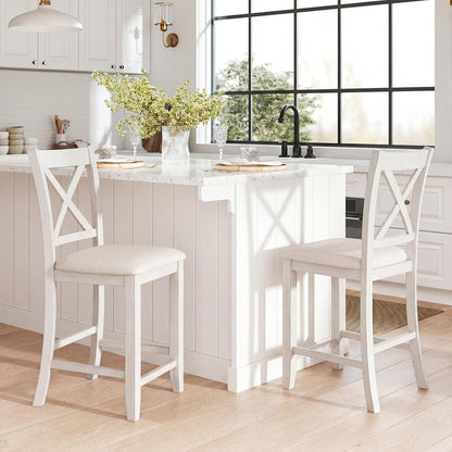 Goflame Farmhouse Counter Height Bar Stools with Footrest (2/4)