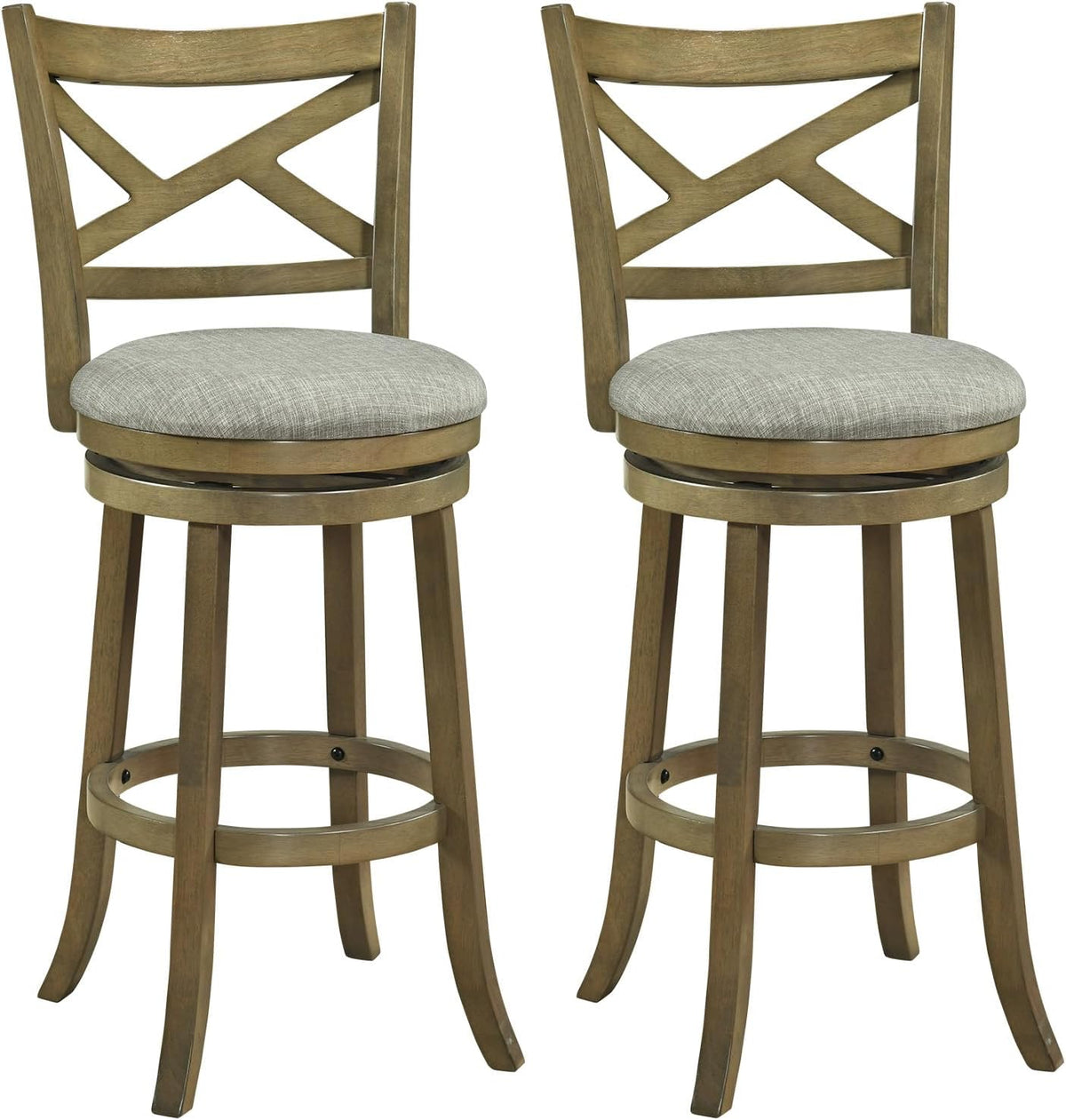 Goflame Wood Swivel Bar Stools Set of 2/4 with Backrests and Wood Frame