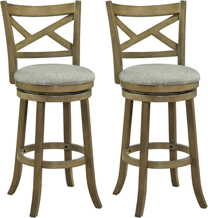 Goflame Wood Swivel Bar Stools Set of 2/4 with Backrests and Wood Frame