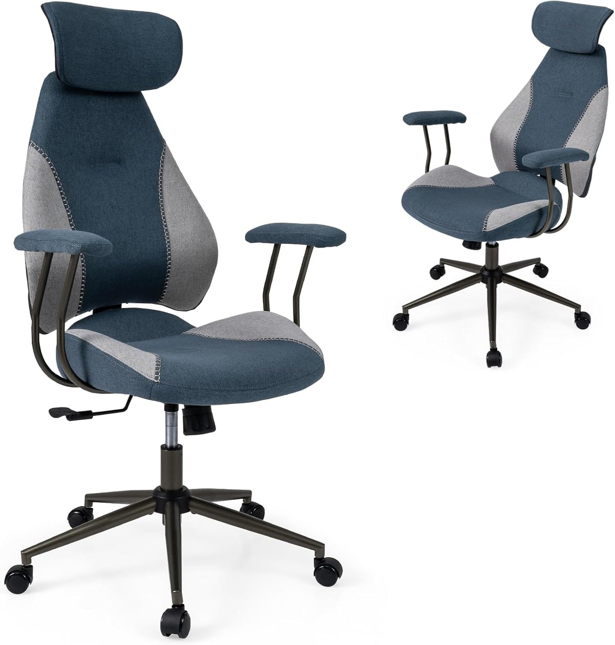 Goflame Ergonomic Mid Century Modern Faux Fur Computer Desk Chair with 2D Headrest