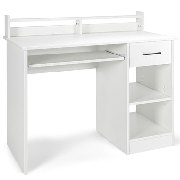 Computer Desk, Home Office Desk with Large Drawers, Hutch, Keyboard Tray