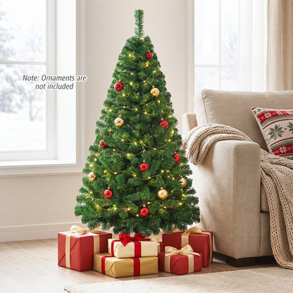 5FT PVC Artificial Green Christmas Tree Home Holiday Décor with Metal Stand 350 Branches Holiday Indoor Decoration
