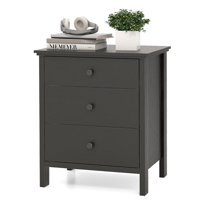Goflame Modern 3-Drawer Nightstand Wooden Bedside Table