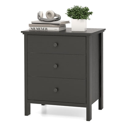 Goflame Modern 3-Drawer Nightstand Wooden Bedside Table