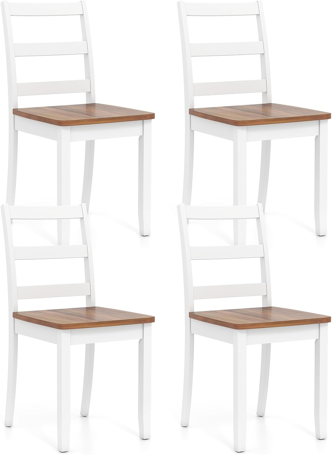 Goflame Wood Dining Chairs Set of 2/4 - Wooden Armless Kitchen Chairs with Solid Rubber Wood Legs