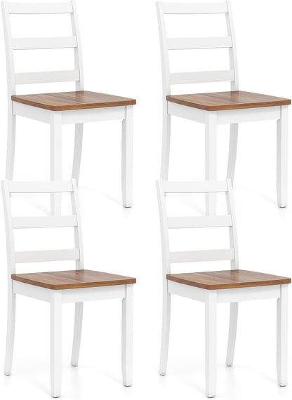 Goflame Wood Dining Chairs Set of 2/4 - Wooden Armless Kitchen Chairs with Solid Rubber Wood Legs