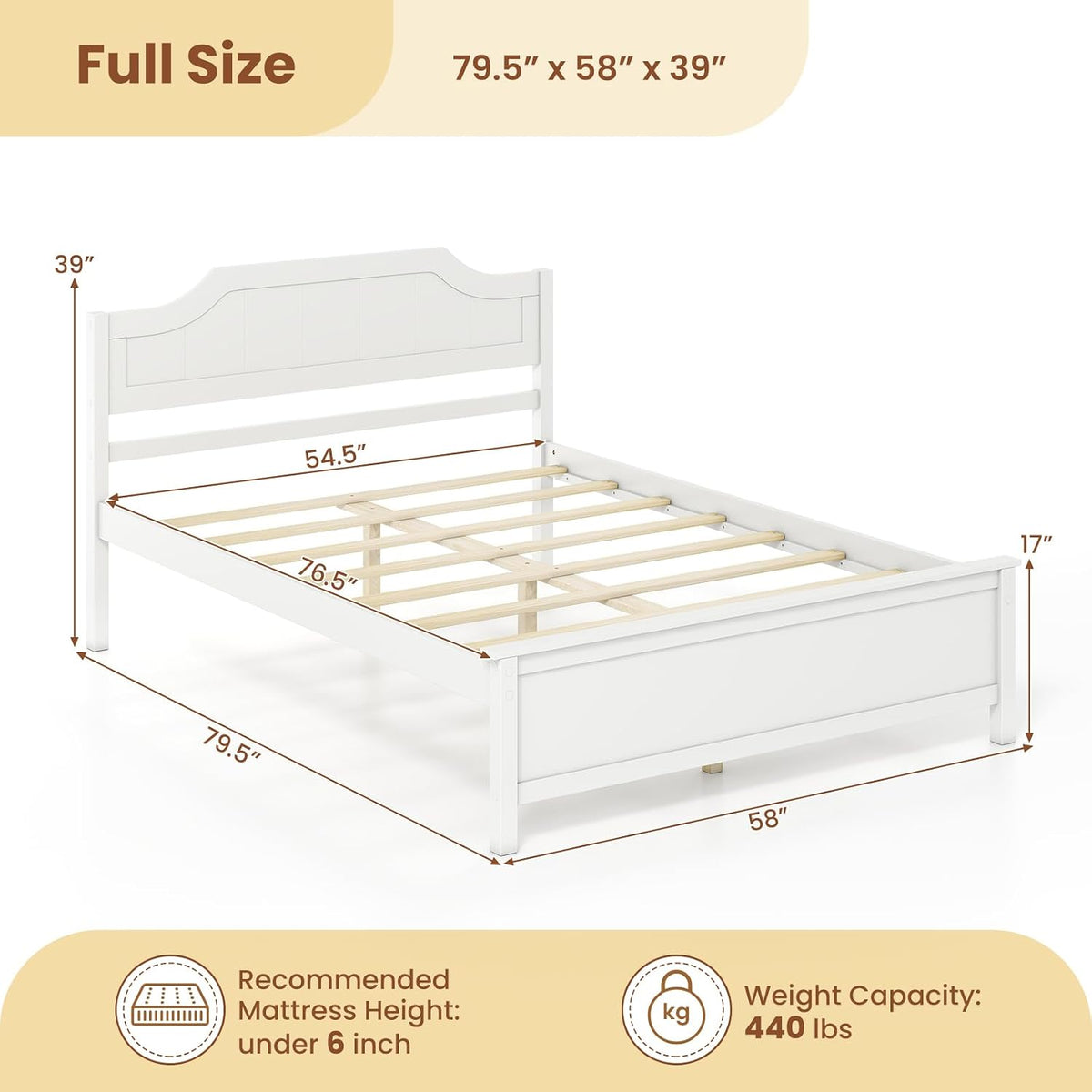 Goflame Queen/Twin/King/Full Size Wooden Bed Frame with Headboard