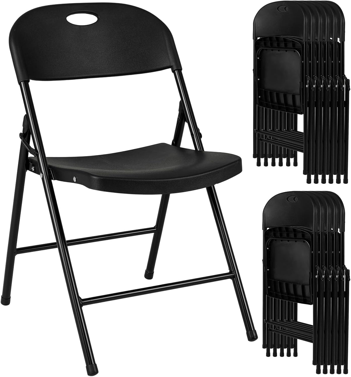 Goflame Plastic Folding Chair | Portable Stackable Commercial Seats with Ergonomic Backrest