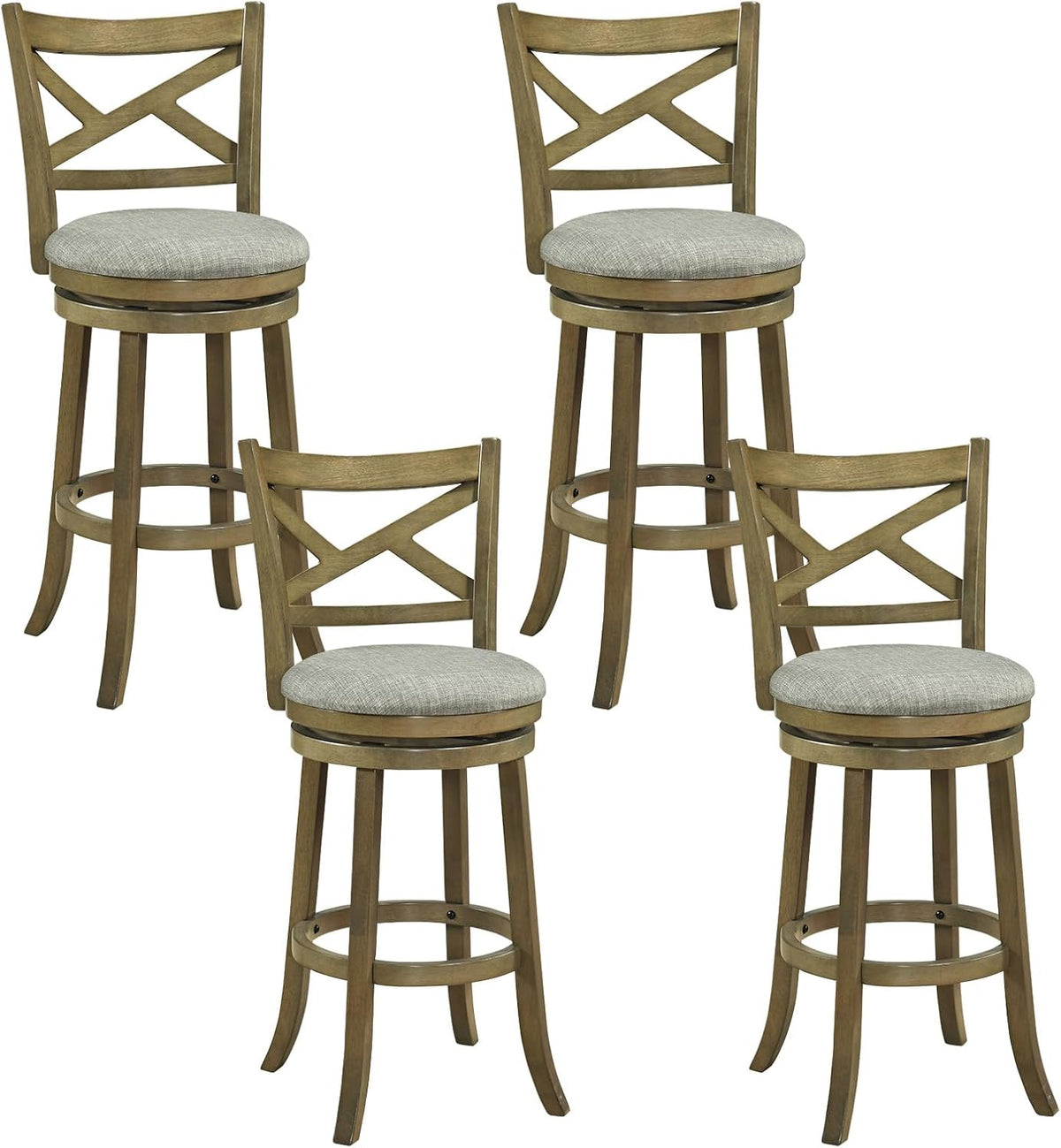 Goflame Wood Swivel Bar Stools Set of 2/4 with Backrests and Wood Frame