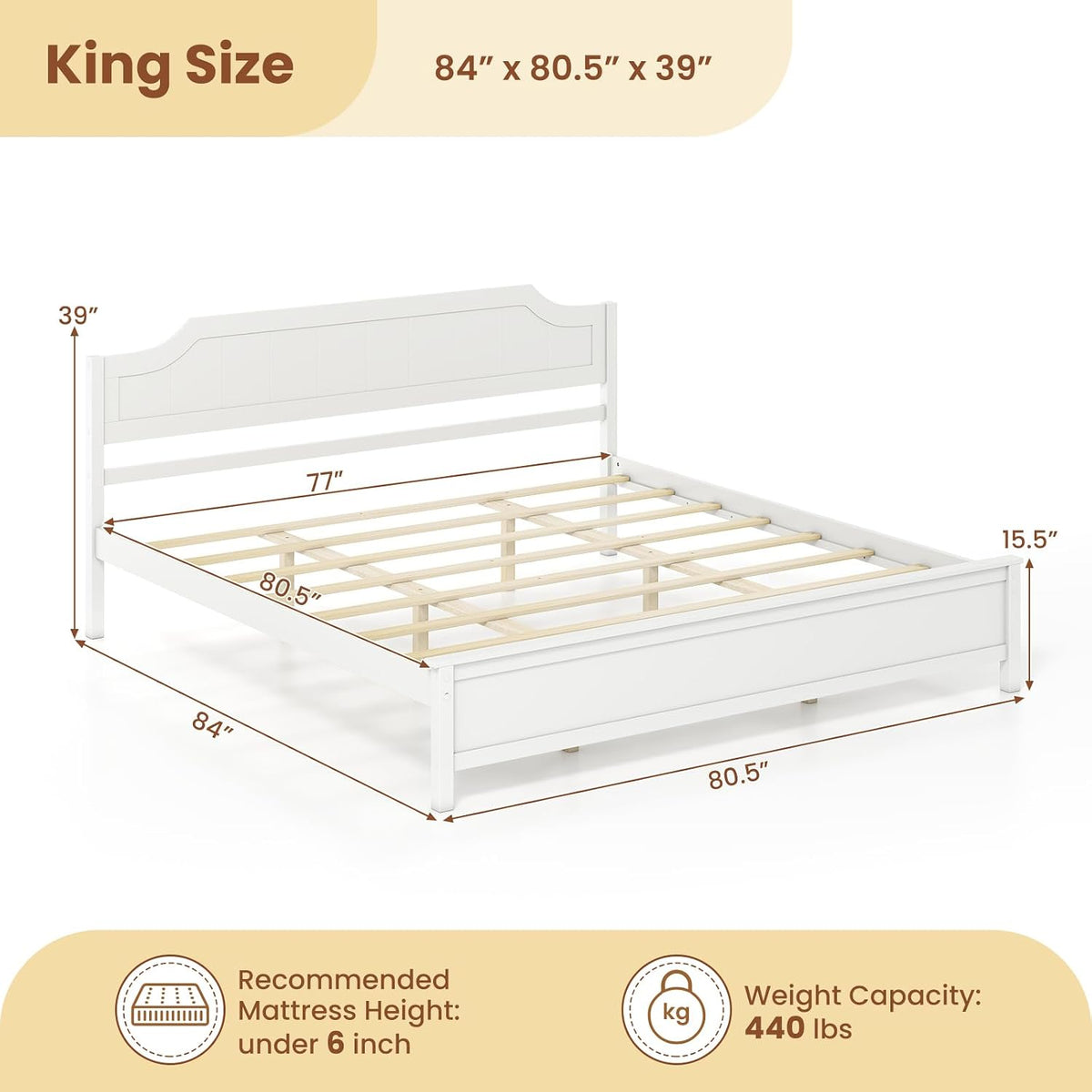 Goflame Queen/Twin/King/Full Size Wooden Bed Frame with Headboard