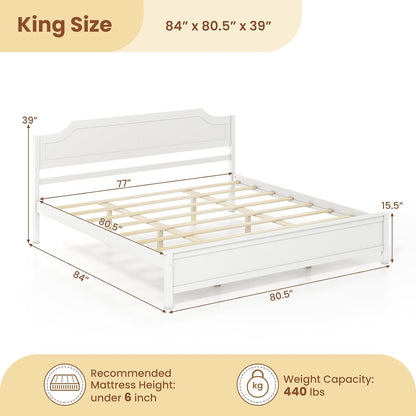 Goflame Queen/Twin/King/Full Size Wooden Bed Frame with Headboard