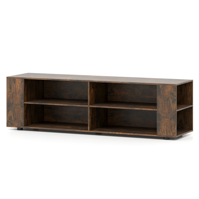 TV Stand for TVs up to 65 Inches, Modern Media Entertainment Center with 4 Open Storage Shelves and 4 Side Storage Shelves